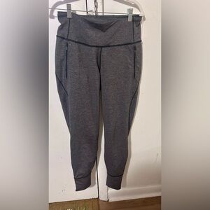 Lululemon Fresh Tracks Pants Heathered Black Size 6 High Rise Joggers Reflective